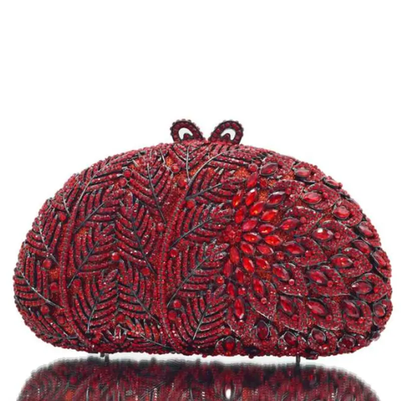 XIYUAN Pink/Green/Red  Stone Evening Bag Handbag Gem Clutch Bags Wedding Bridal Rhinestone Handbags Party Cocktail Crystal Purse