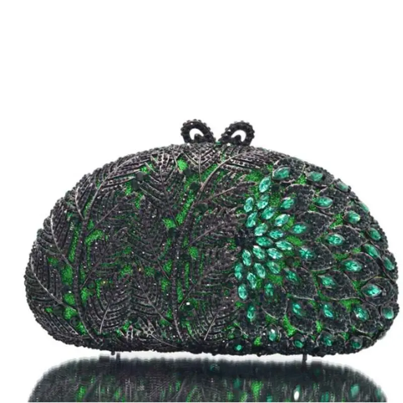 XIYUAN Pink/Green/Red  Stone Evening Bag Handbag Gem Clutch Bags Wedding Bridal Rhinestone Handbags Party Cocktail Crystal Purse
