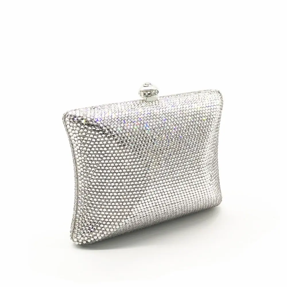 XIYUAN BRAND women gift set box bag Luxury evening clutch bag crystal small silver plain purse bride banquet gold wallet handbag