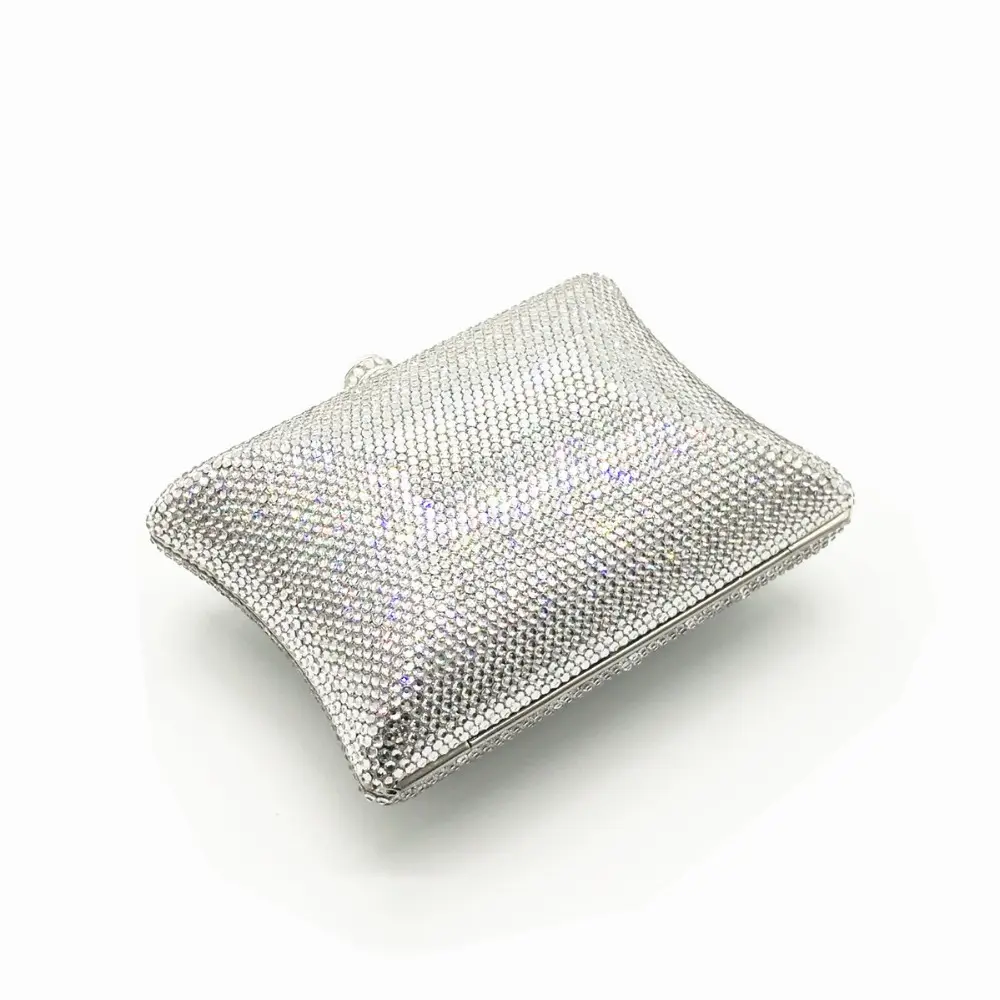 XIYUAN BRAND women gift set box bag Luxury evening clutch bag crystal small silver plain purse bride banquet gold wallet handbag