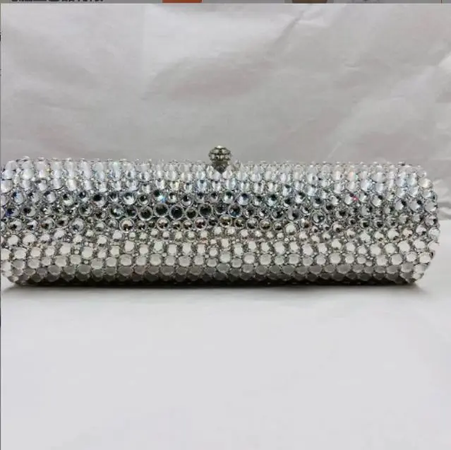 XIYUAN Women Blue/Silver Crystal Clutch Purse Stones Evening Bags Bridal Party Rhinestone Clutches Minaudiere Handbag and Purses