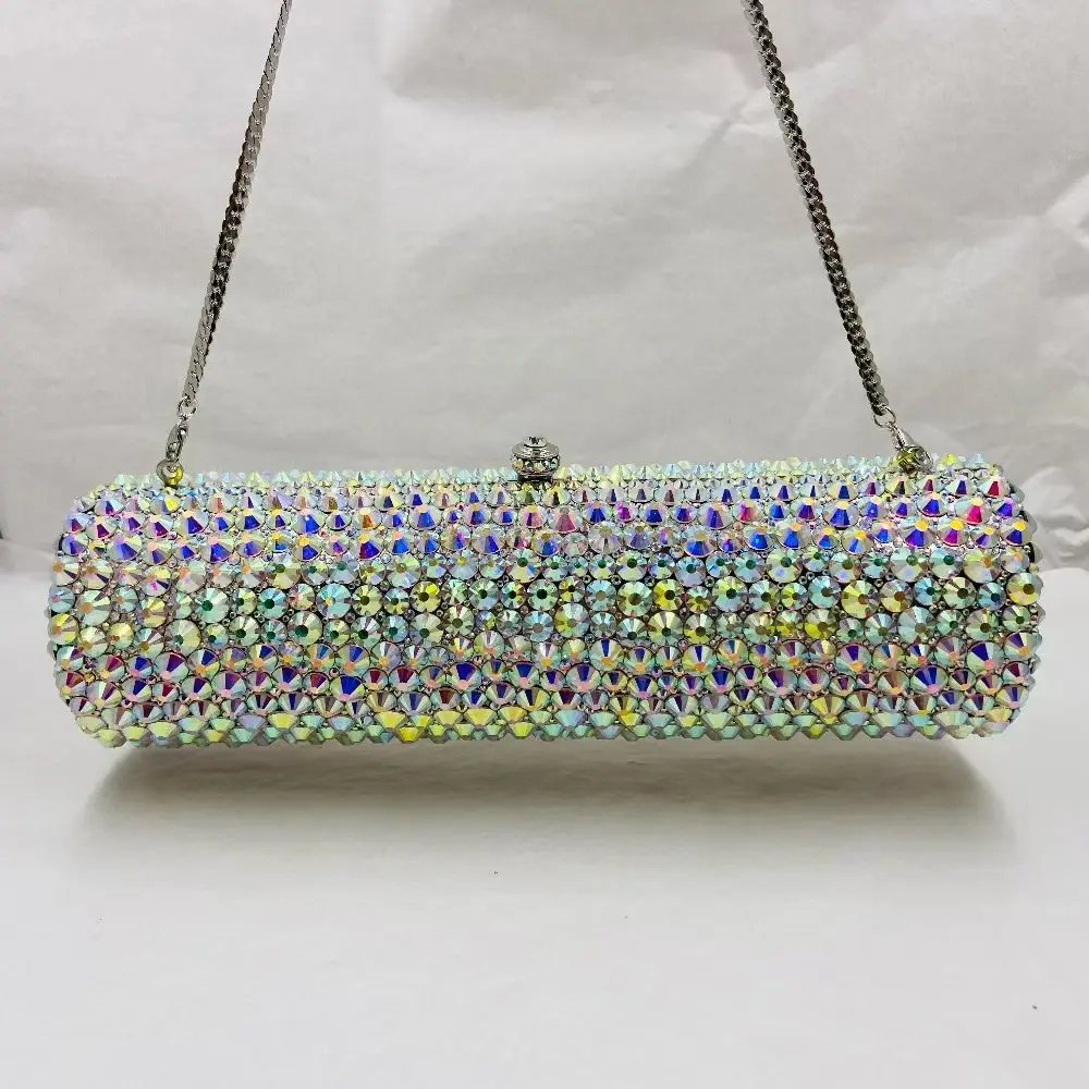 XIYUAN Women Blue/Silver Crystal Clutch Purse Stones Evening Bags Bridal Party Rhinestone Clutches Minaudiere Handbag and Purses