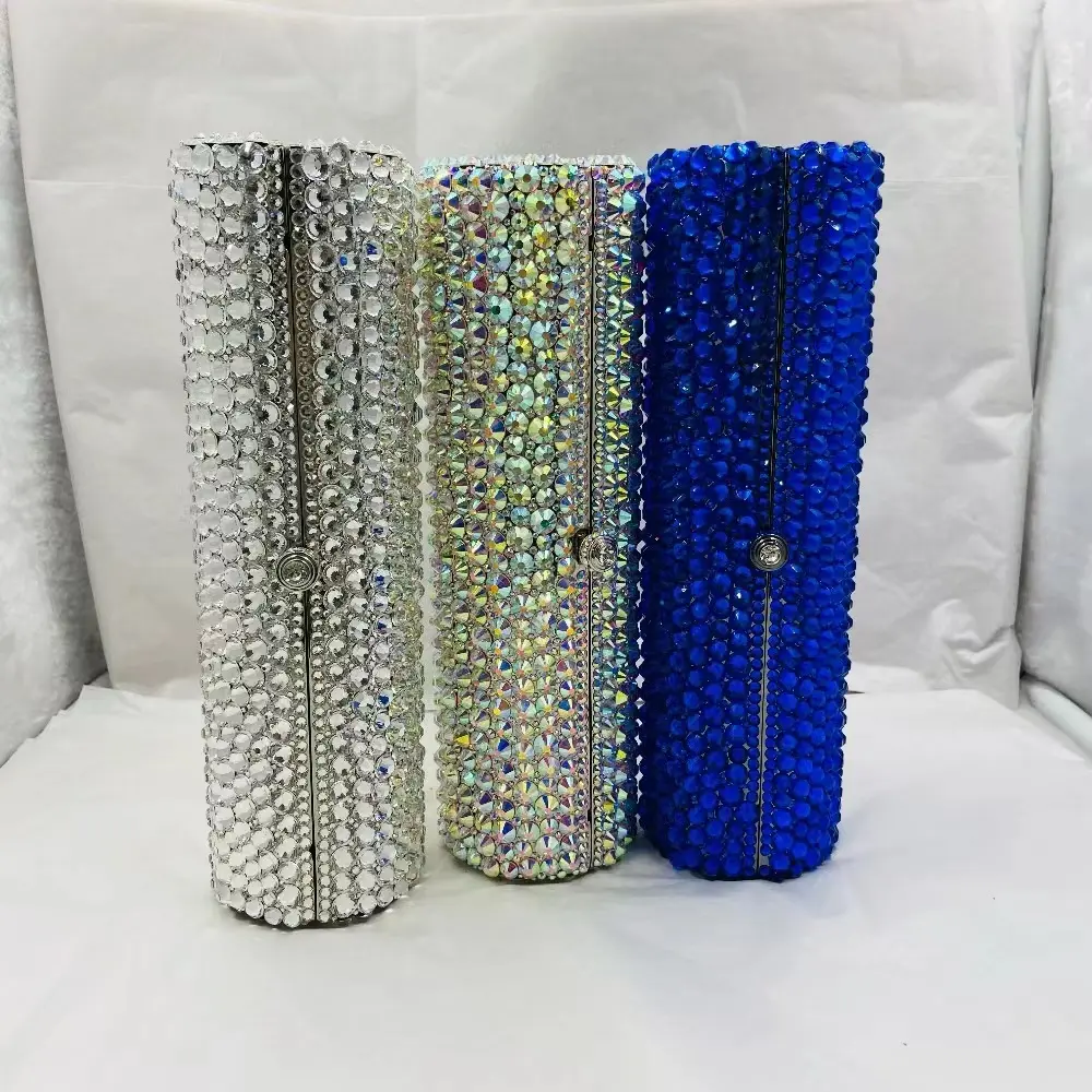 XIYUAN Women Blue/Silver Crystal Clutch Purse Stones Evening Bags Bridal Party Rhinestone Clutches Minaudiere Handbag and Purses