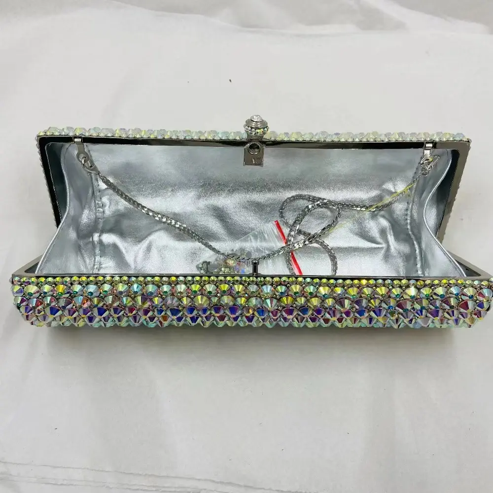 XIYUAN Women Blue/Silver Crystal Clutch Purse Stones Evening Bags Bridal Party Rhinestone Clutches Minaudiere Handbag and Purses