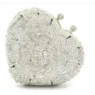 XIYUAN Gold Crystals Evening Clutch Bags Women Boutique Diamond Heart Shape Metal Clutch Purses And Handbags Wedding Party Purse
