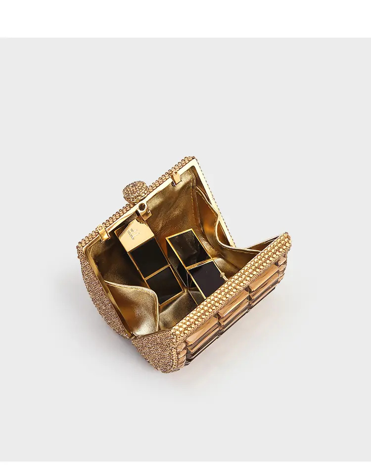 Women Gold/Silver/Red Color Stone Clutch Purse Minaudiere Evening Bags Diamond Wedding Handbag Bridal Purse Party Dinner Bag