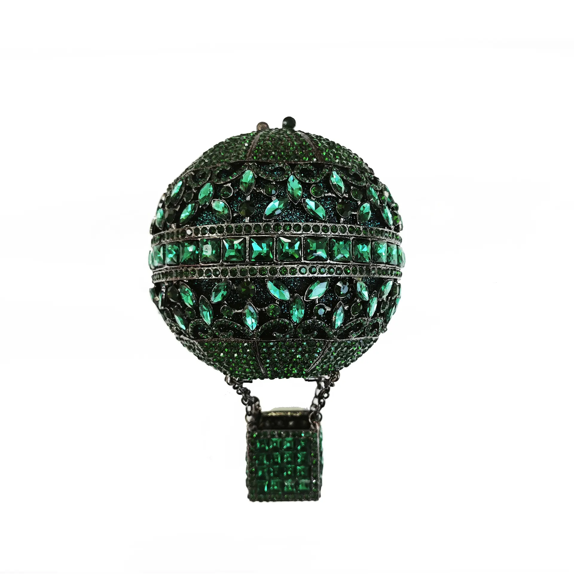XIYUAN Hot Air Balloon Shaped Crystal Evening Bags Women Luxury Classy Unique Rhinestones Circular Clutch Purses Wedding Party