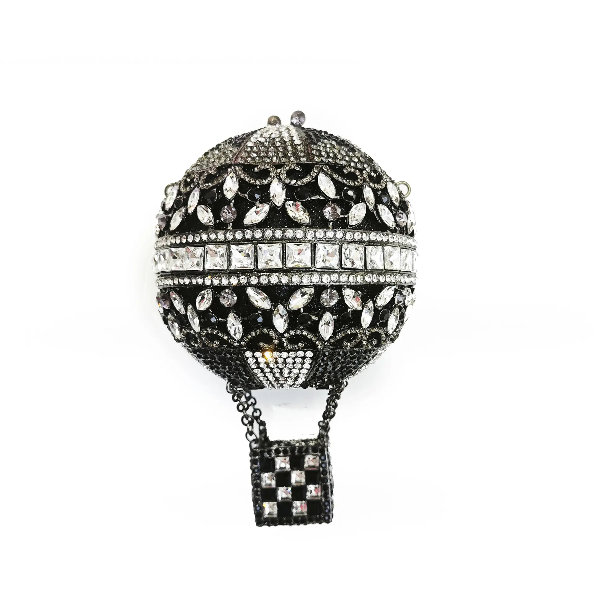 XIYUAN Hot Air Balloon Shaped Crystal Evening Bags Women Luxury Classy Unique Rhinestones Circular Clutch Purses Wedding Party