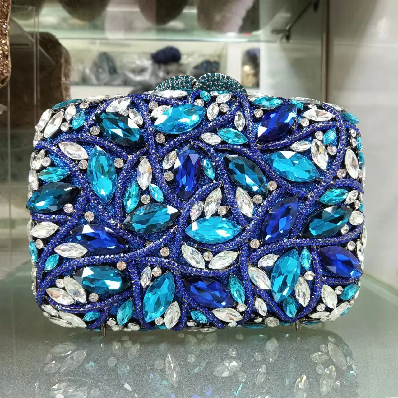 Wedding Bridal Red/Yellow/Blue Gfit Bag Evening Rhinestone Clutches Luxury Mini Women Party Dinner Purses Diamond Handbags Bags