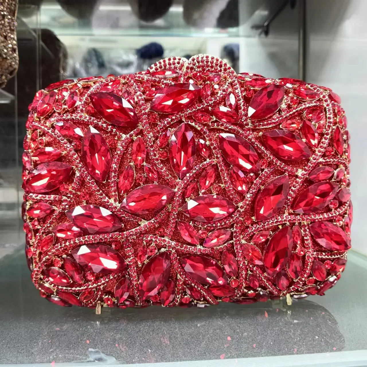 Wedding Bridal Red/Yellow/Blue Gfit Bag Evening Rhinestone Clutches Luxury Mini Women Party Dinner Purses Diamond Handbags Bags