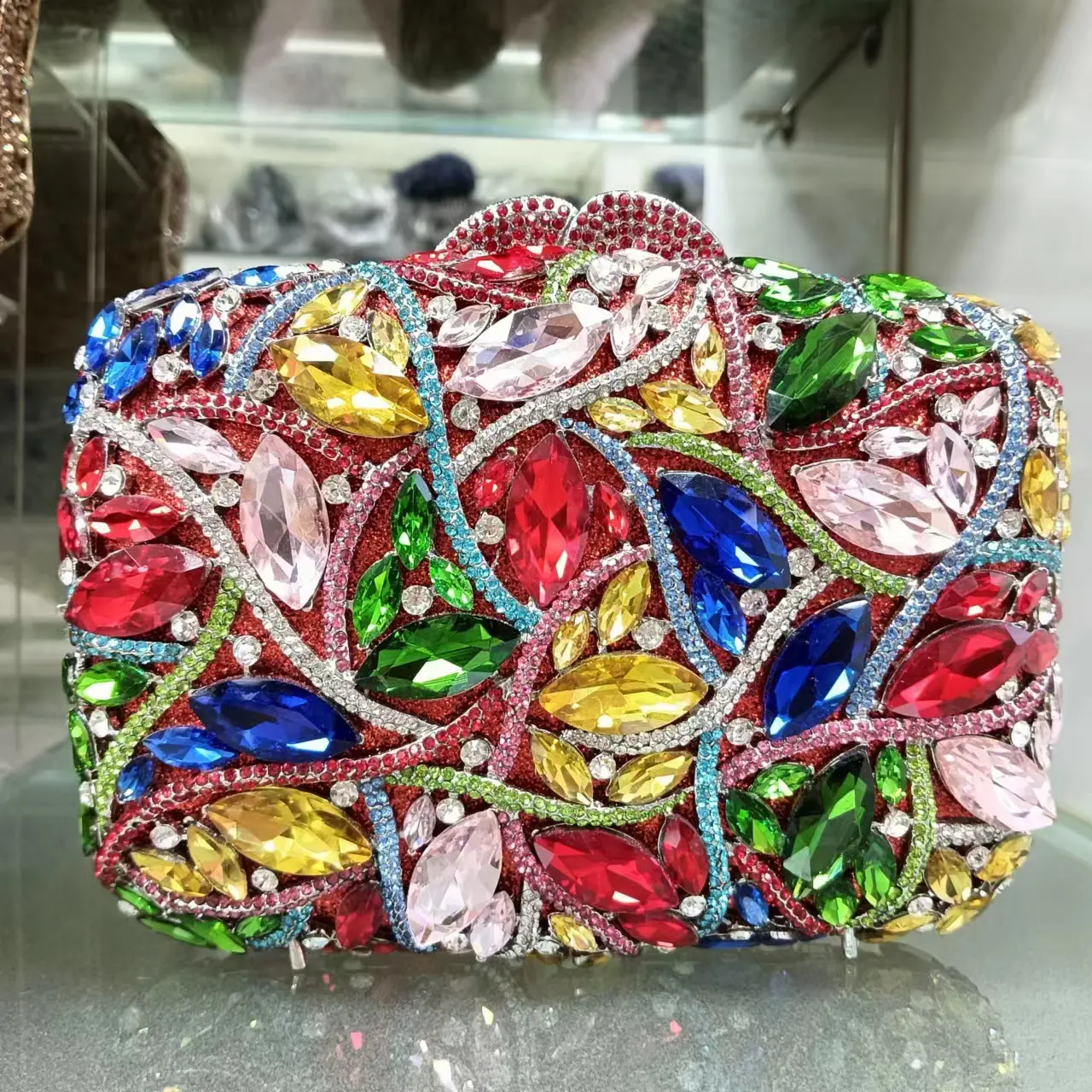 Wedding Bridal Red/Yellow/Blue Gfit Bag Evening Rhinestone Clutches Luxury Mini Women Party Dinner Purses Diamond Handbags Bags