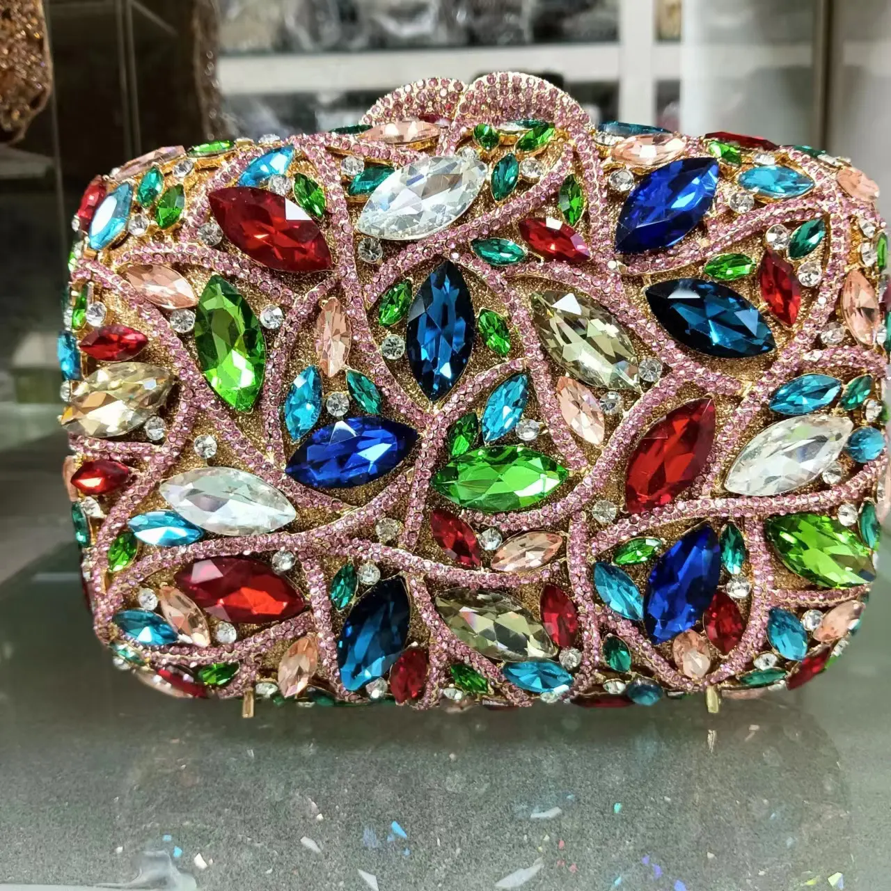 Wedding Bridal Red/Yellow/Blue Gfit Bag Evening Rhinestone Clutches Luxury Mini Women Party Dinner Purses Diamond Handbags Bags