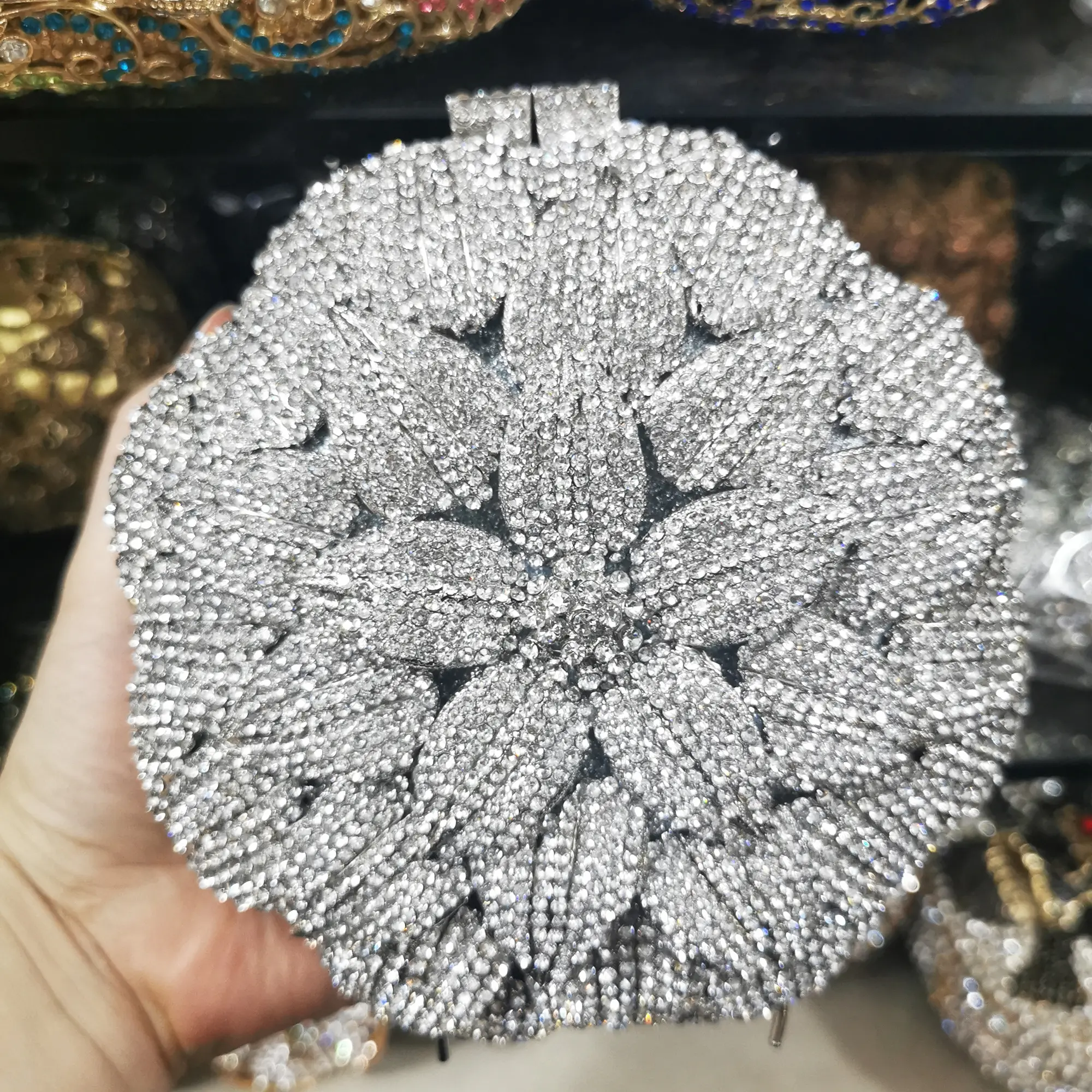 XIYUAN Women's Crystal Evening Bag Stones Clutch Bags Female Purse Wedding Orange Clutches Rhinestone Small Chain Shoulder Bags