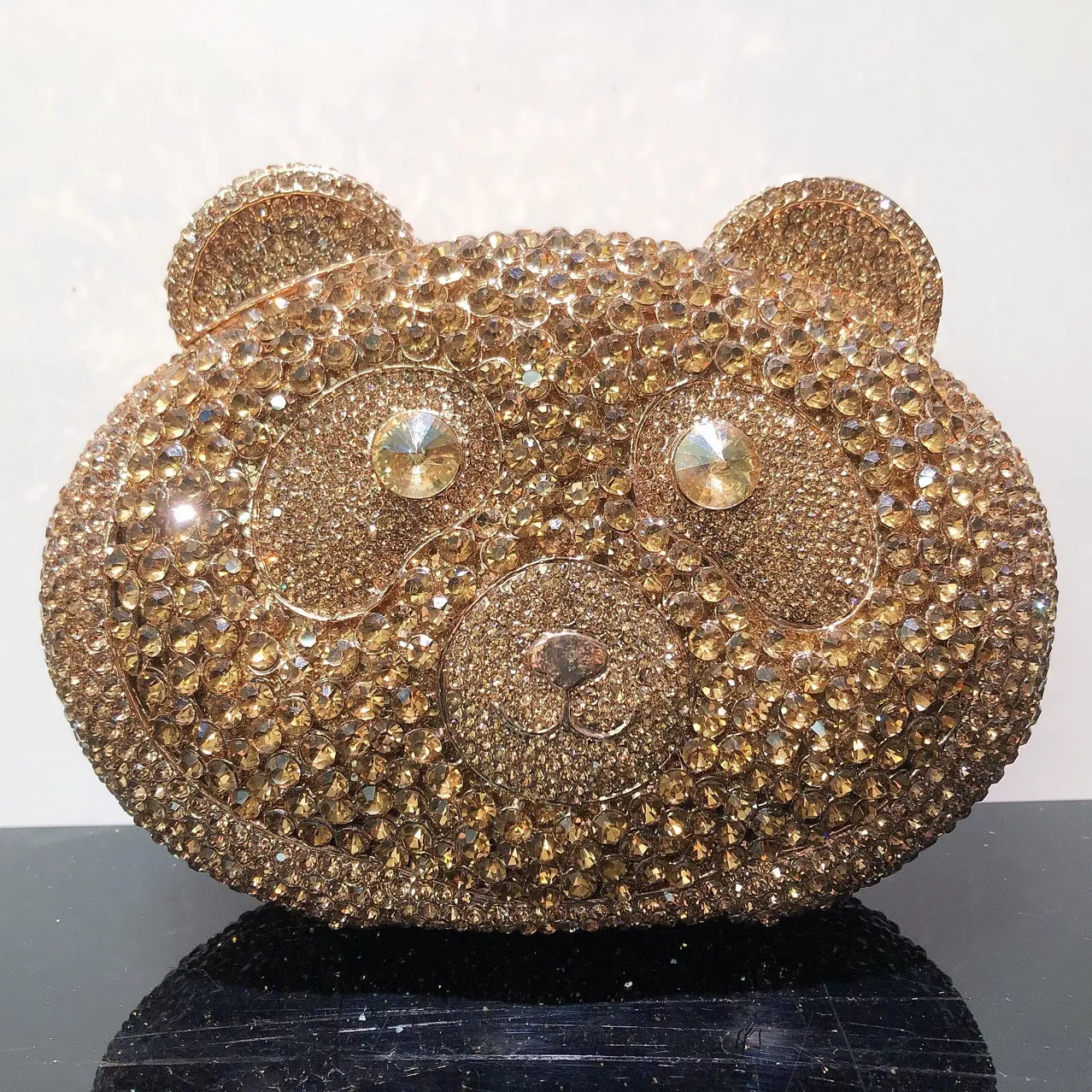 XIYUAN Silver Crystal Clutches Bag Bear Rhinestones Evening Bag Party Prom Handbags Luxury Women Wedding Bridal Clutch Purse Bag