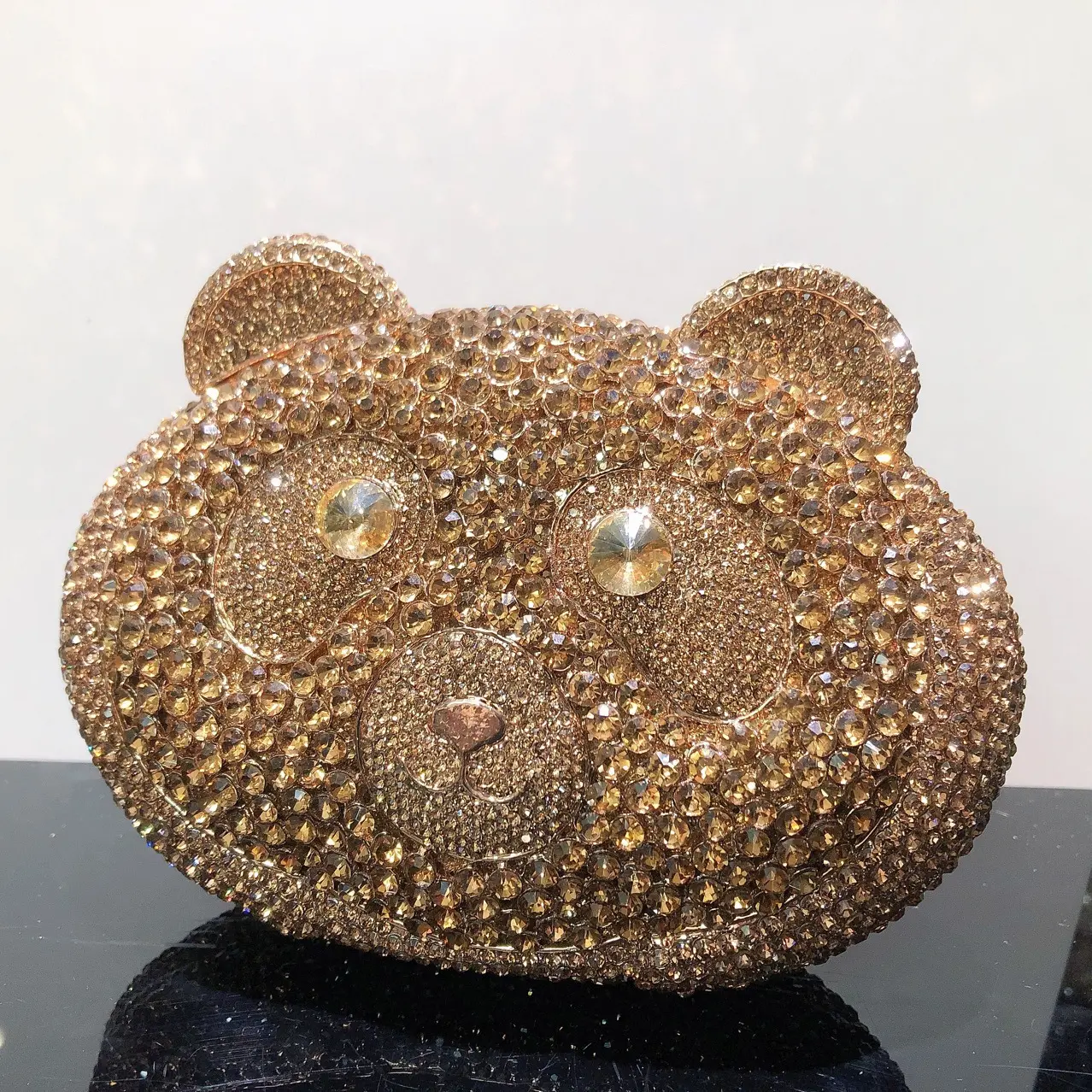 XIYUAN Silver Crystal Clutches Bag Bear Rhinestones Evening Bag Party Prom Handbags Luxury Women Wedding Bridal Clutch Purse Bag