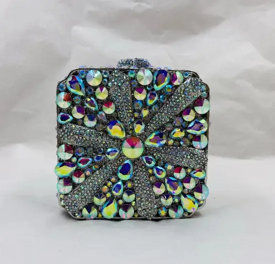 Lady Red Wine/Gold/Blue/Green Stone Clutch Purse Sequin Metal Chain Messenger Bag Rhinestone Dinner Evening Bags Summer Handbags