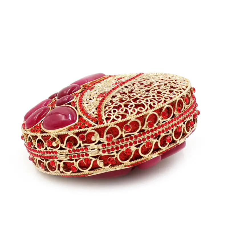 XIYUAN Red Stones Women Crystal Clutch Bag Lady Evening Bags Party Cocktail Rhinestone Clutches Bags Handbags Wedding Purses