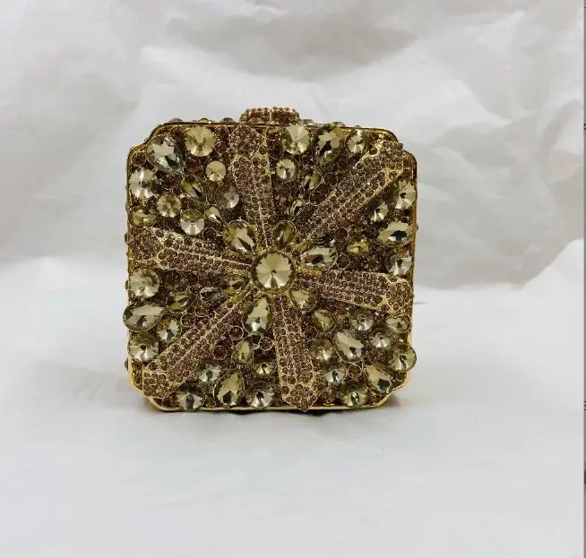 Lady Red Wine/Gold/Blue/Green Stone Clutch Purse Sequin Metal Chain Messenger Bag Rhinestone Dinner Evening Bags Summer Handbags
