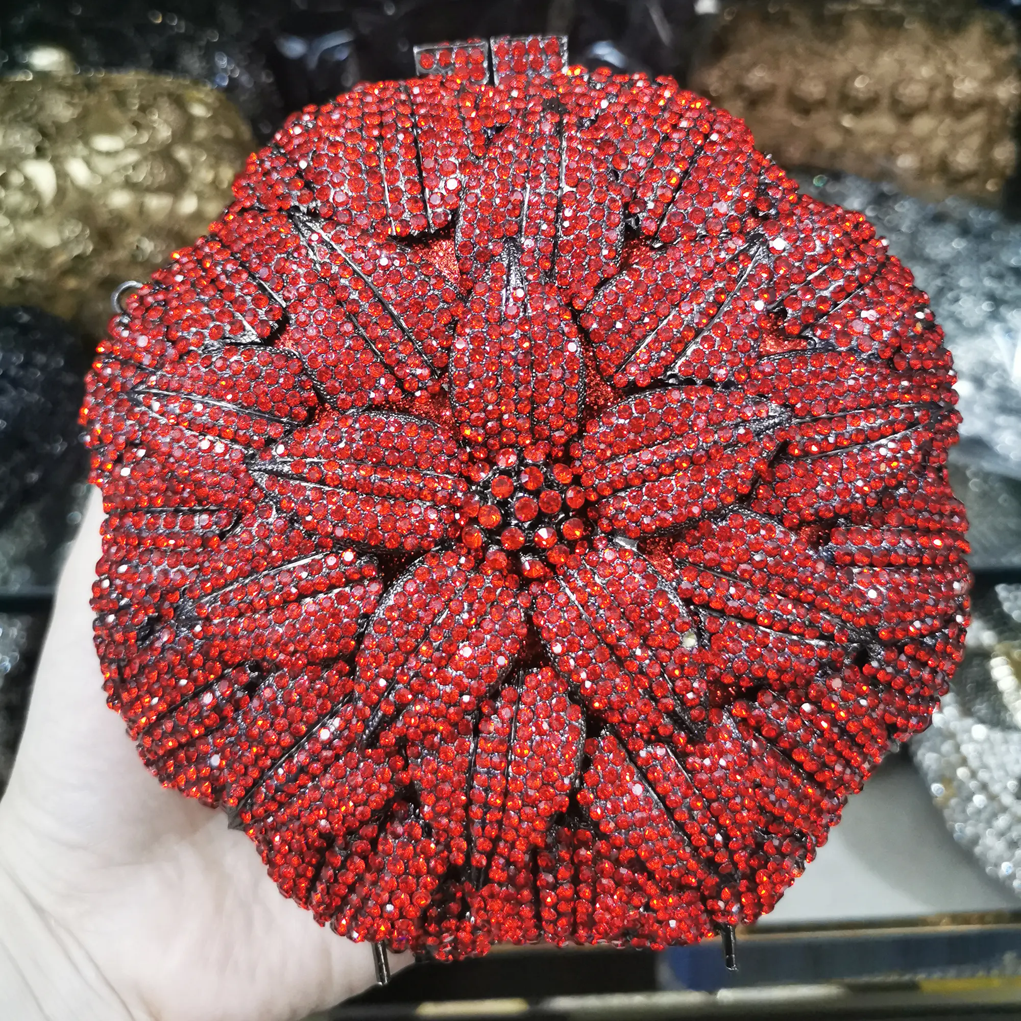 XIYUAN Women's Crystal Evening Bag Stones Clutch Bags Female Purse Wedding Orange Clutches Rhinestone Small Chain Shoulder Bags