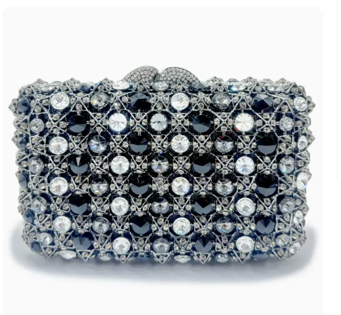 New Woman Bling Gems Evening Clutch Bags Lady Gold/Purple/Blue Diamonds Party Handbag Wedding Bag Bridal Handbags Crystals Purse