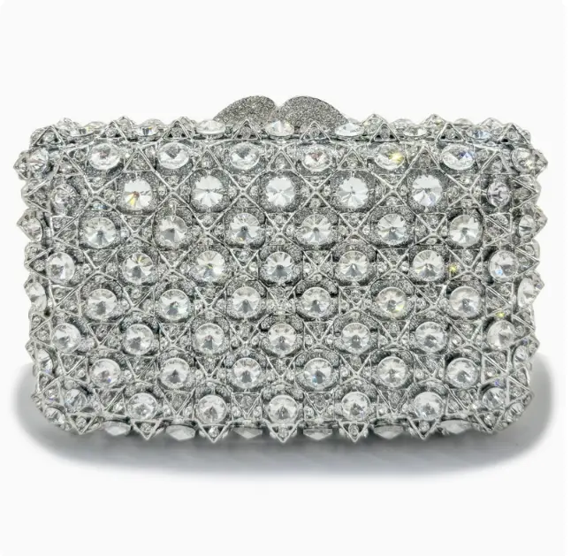 New Woman Bling Gems Evening Clutch Bags Lady Gold/Purple/Blue Diamonds Party Handbag Wedding Bag Bridal Handbags Crystals Purse