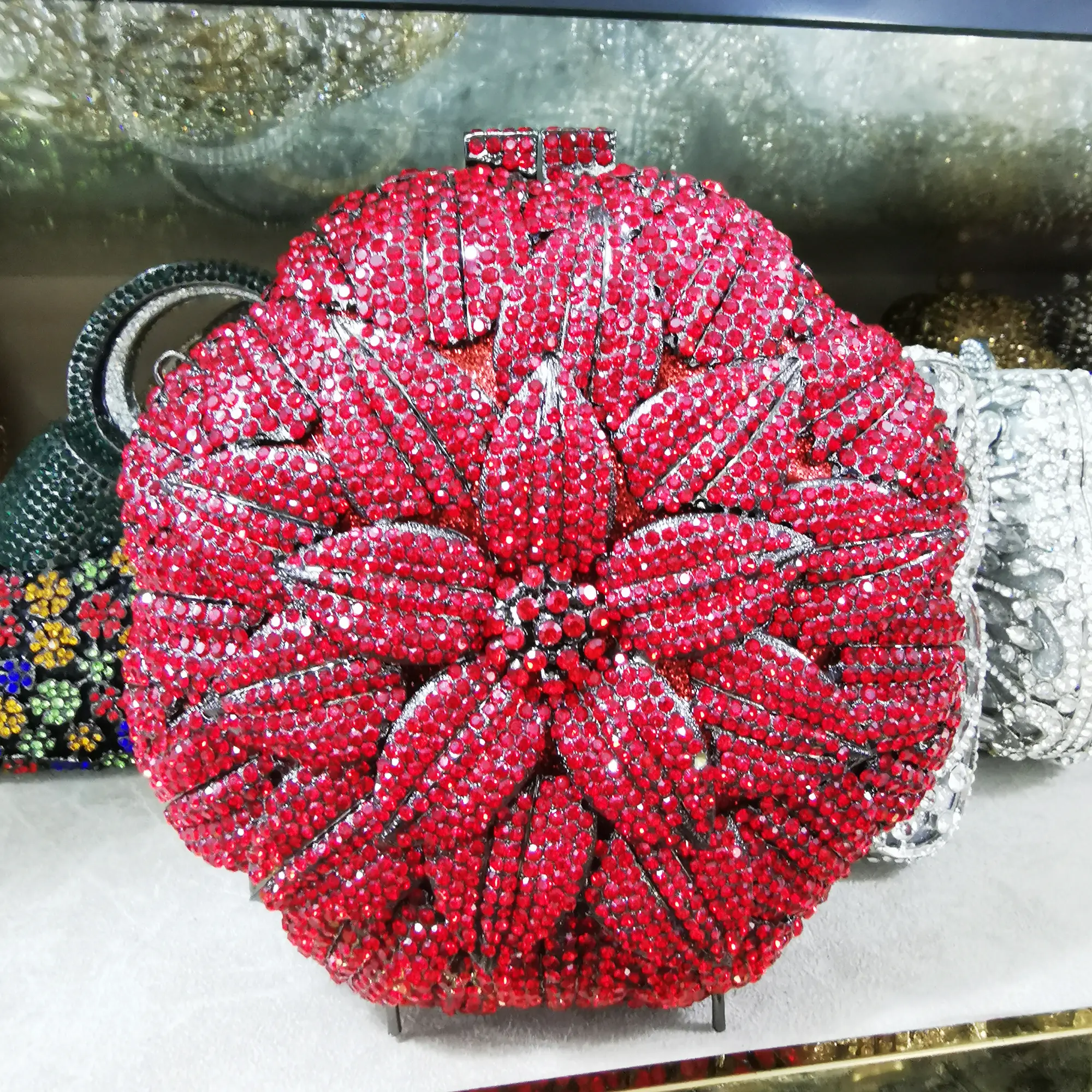 XIYUAN Women's Crystal Evening Bag Stones Clutch Bags Female Purse Wedding Orange Clutches Rhinestone Small Chain Shoulder Bags