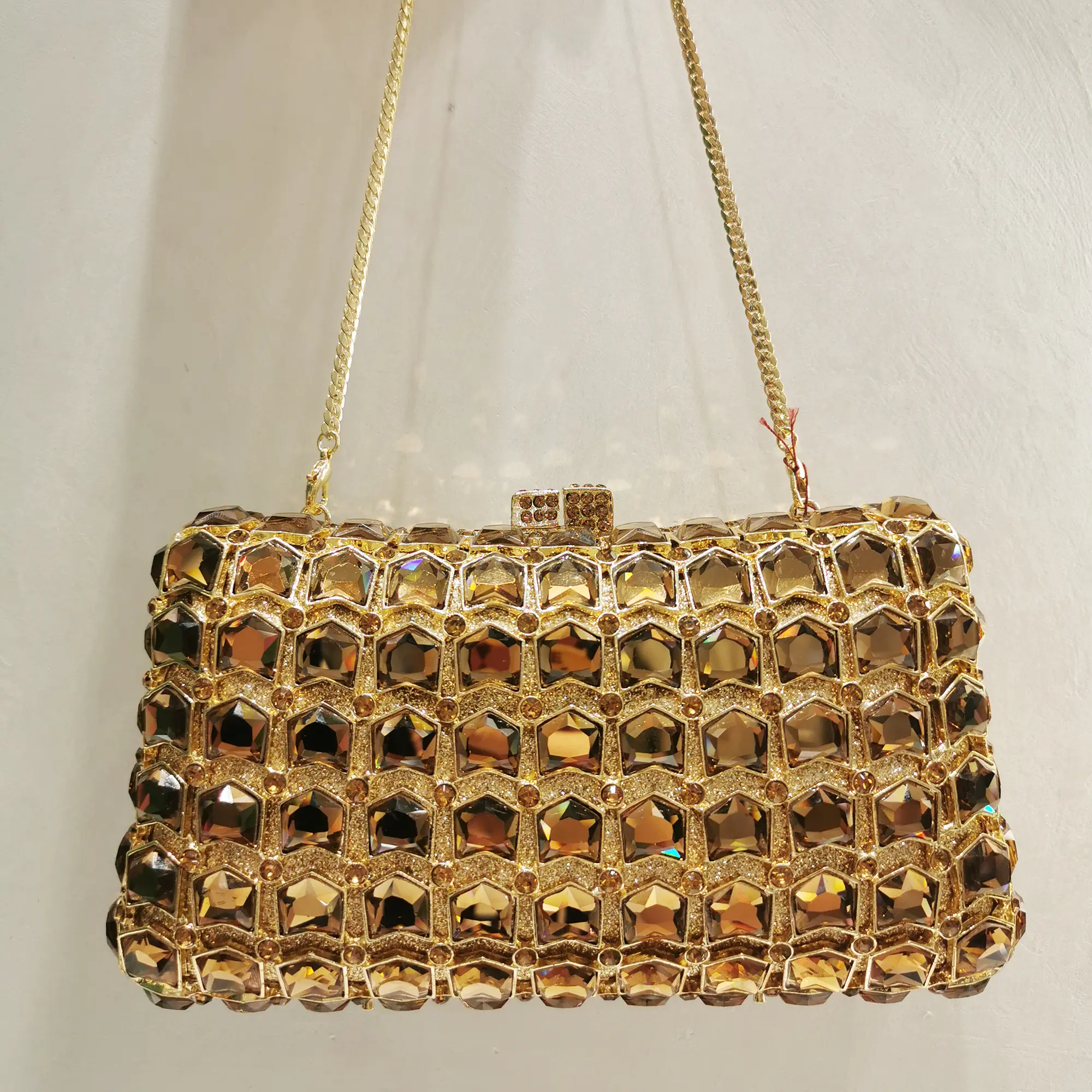 XIYUAN Mini Gold Crystal Clutch Purse Full Stones Evening Bags For Wedding Party Fushia Rhinestone Clutches Bags Lady Handbags
