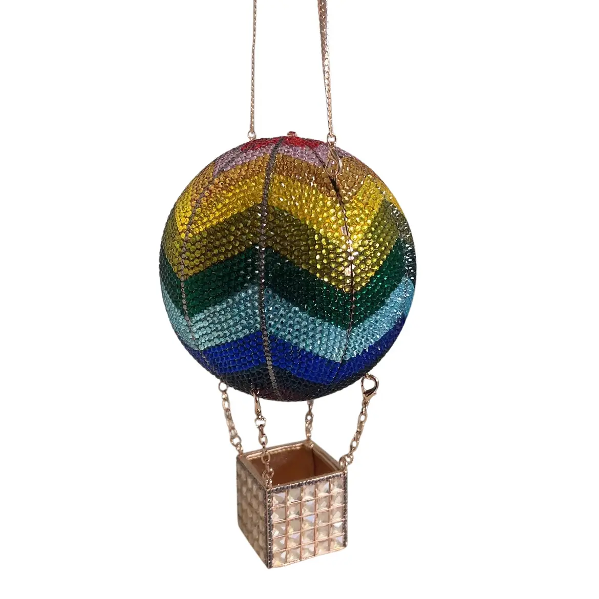 XIYUAN Hot Air Balloon Rhinestones Evening Clutch Bags Lady Stones Minaudiere Diamond Wedding Handbag Bridal Purse Party Purses
