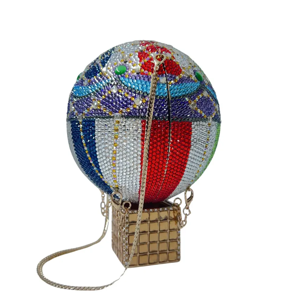 XIYUAN Hot Air Balloon Rhinestones Evening Clutch Bags Lady Stones Minaudiere Diamond Wedding Handbag Bridal Purse Party Purses