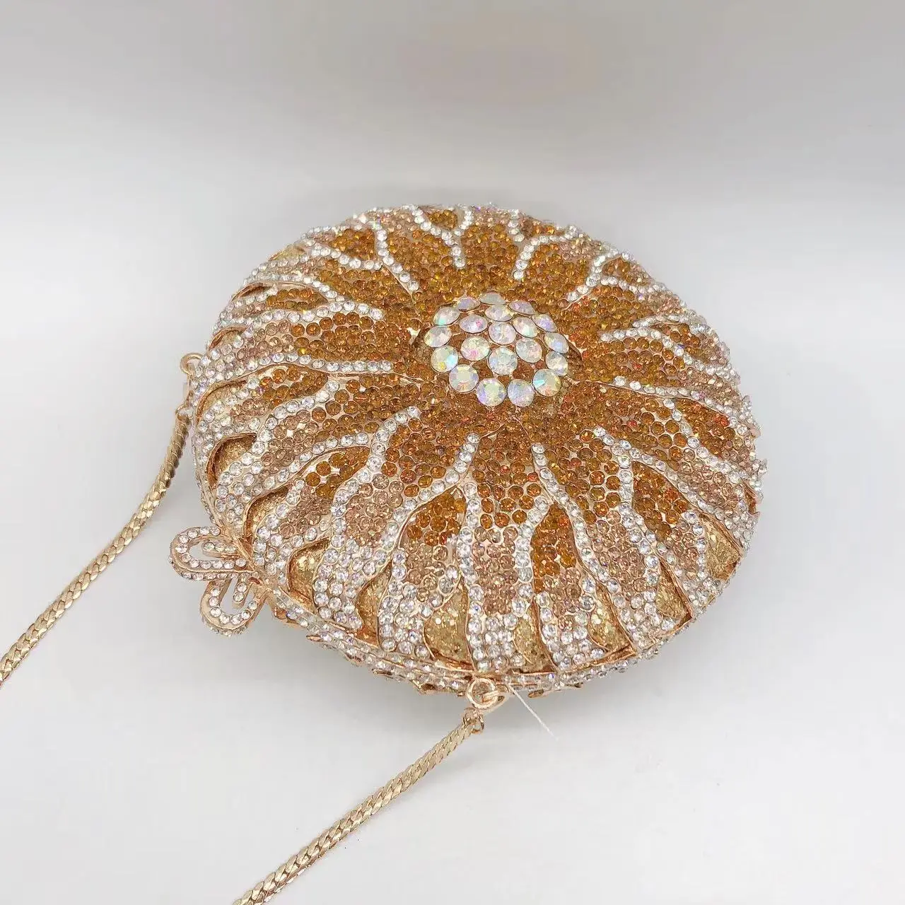 XIYUAN SUN Diamonds Evening Clutch Bags For Wedding Party Women 2024 Round Metal Rhinestone Purses And Handbags Luxury Designer