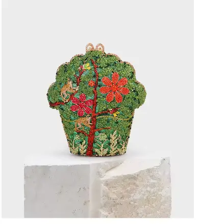 Women evening party animal monkey diamonds clutches tress shape luxury clutch bridal wedding party jungle flower crystal purses