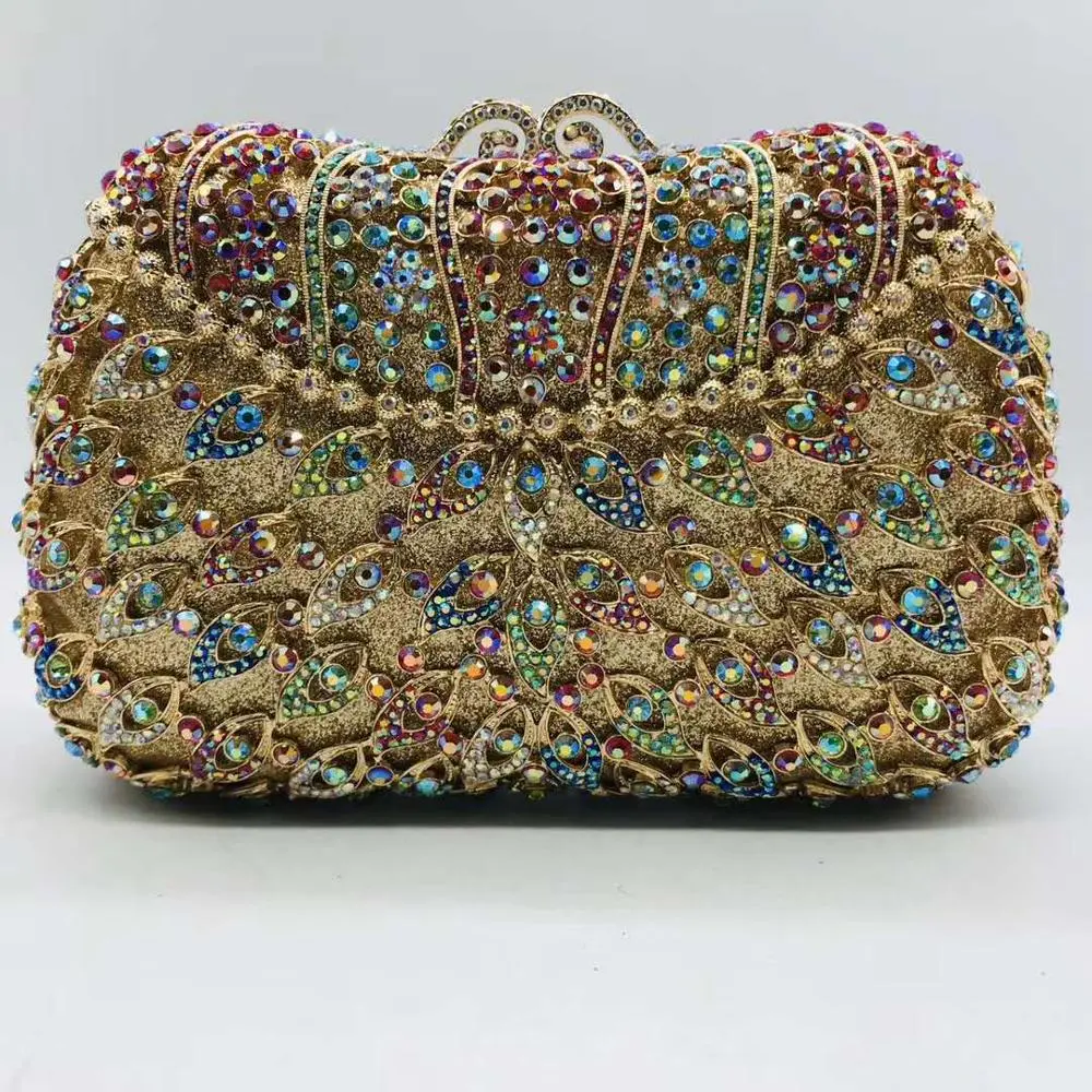 XIYUAN Women Gems Evening Clutch Bag Bridal Wedding Elegant Party clutch purse Womens Handbags Purses Hollow Out Metallic Wallet