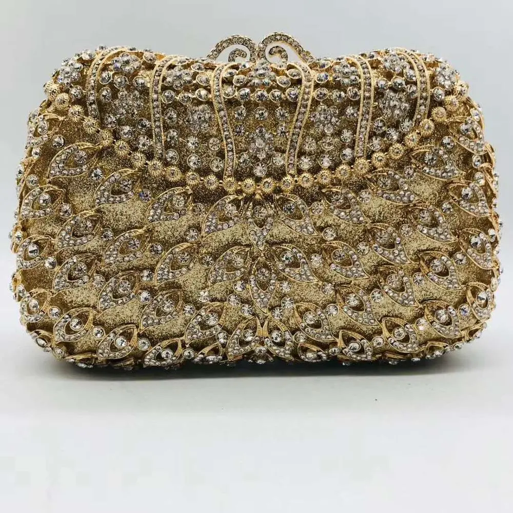 XIYUAN Women Gems Evening Clutch Bag Bridal Wedding Elegant Party clutch purse Womens Handbags Purses Hollow Out Metallic Wallet