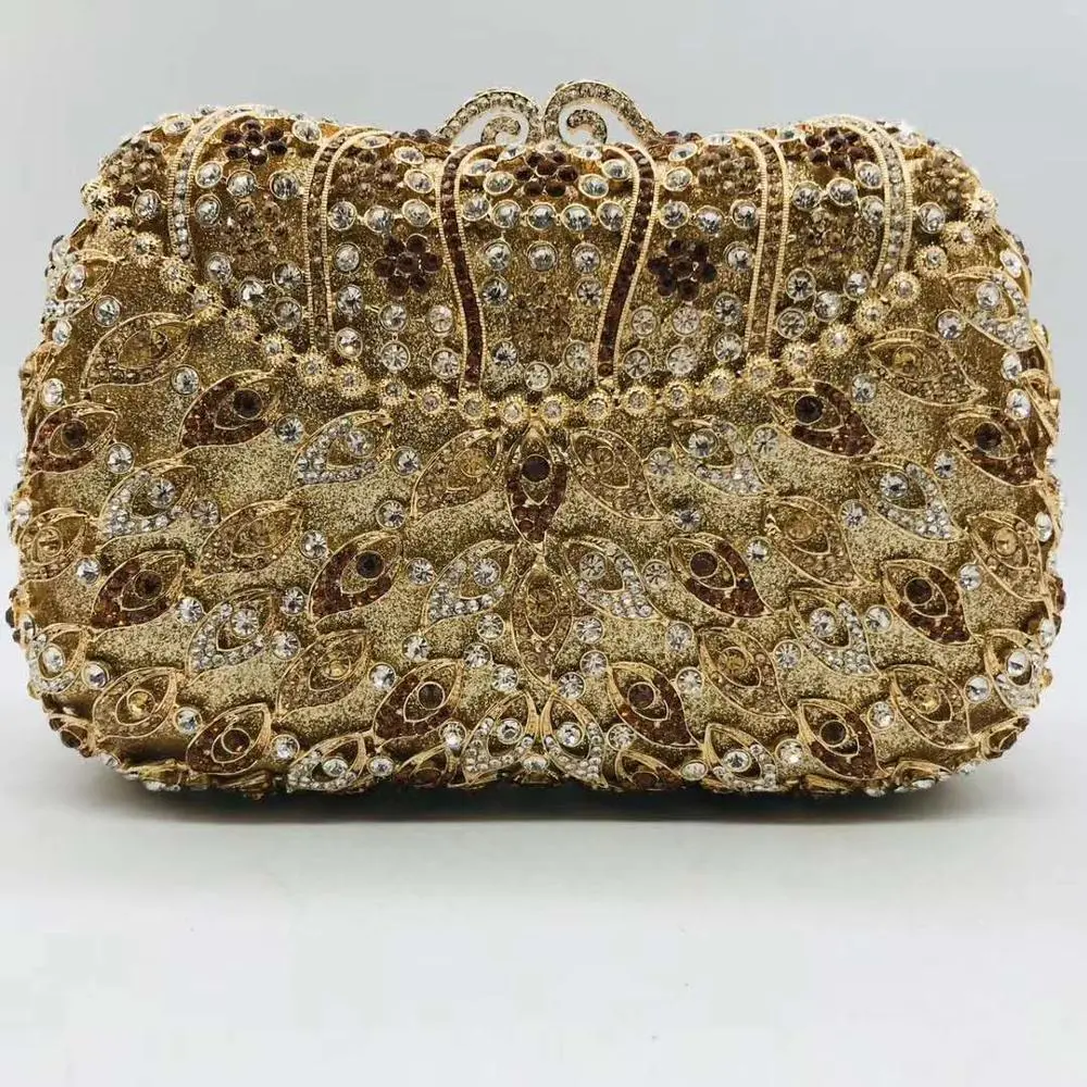 XIYUAN Women Gems Evening Clutch Bag Bridal Wedding Elegant Party clutch purse Womens Handbags Purses Hollow Out Metallic Wallet