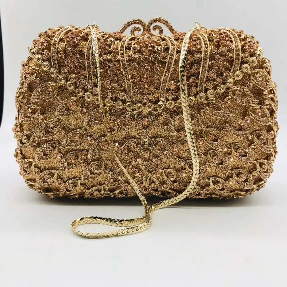 XIYUAN Women Gems Evening Clutch Bag Bridal Wedding Elegant Party clutch purse Womens Handbags Purses Hollow Out Metallic Wallet