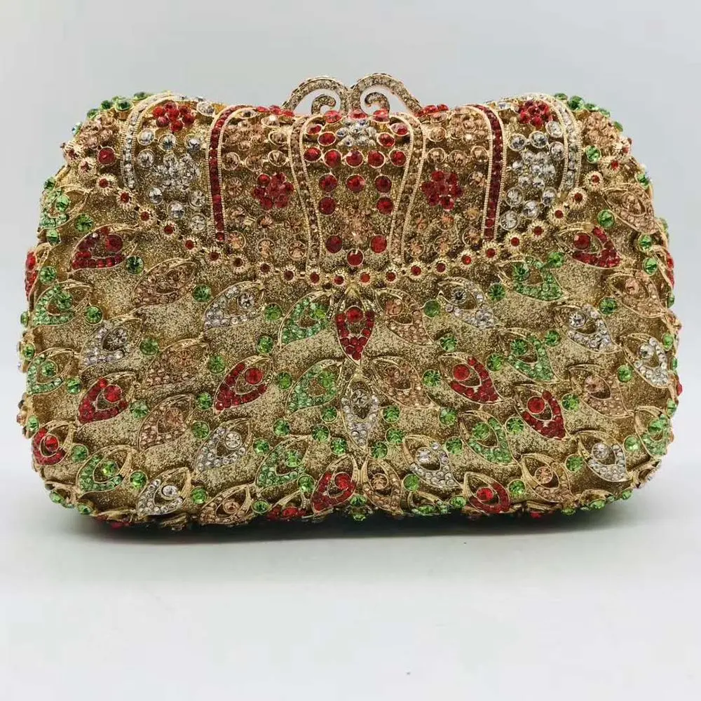 XIYUAN Women Gems Evening Clutch Bag Bridal Wedding Elegant Party clutch purse Womens Handbags Purses Hollow Out Metallic Wallet