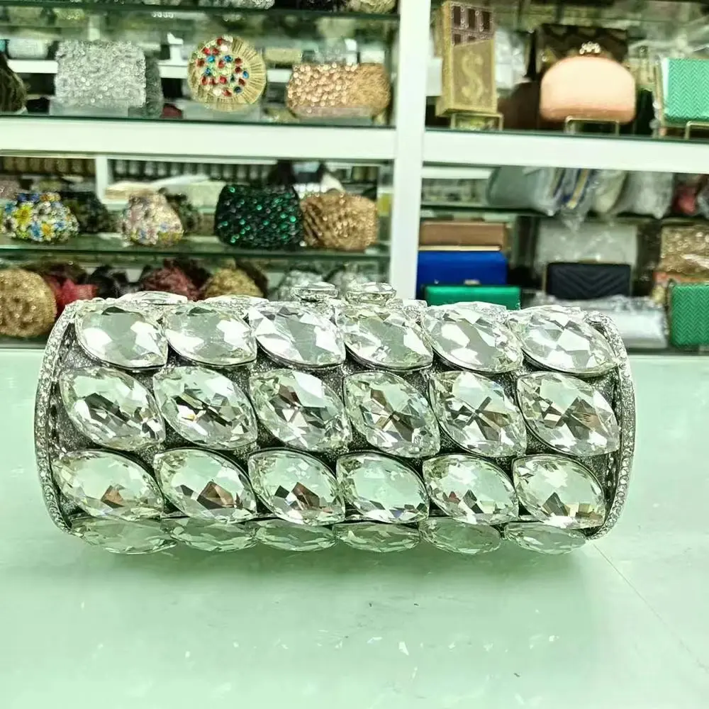 Lady Light blue/Gold Day Clutches Bags Crystals Party Evening Bags Wedding Diamond Clutch Purses Bridal Rhinestones Handbags