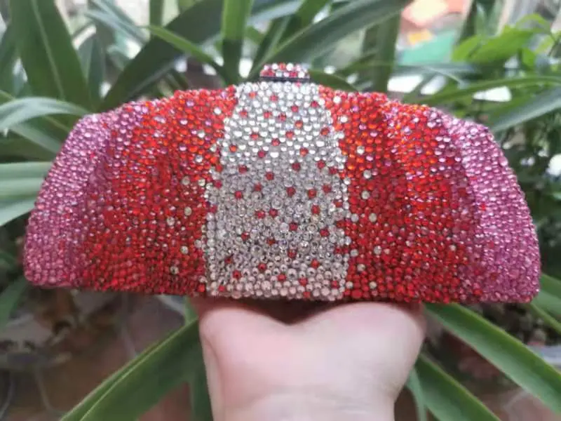 XIYUAN Lady Rhinestones Evening Clutch Bags Luxury Bling Crystal Clutch Purses Pink Handbags Wedding Purse Party Gems Purses