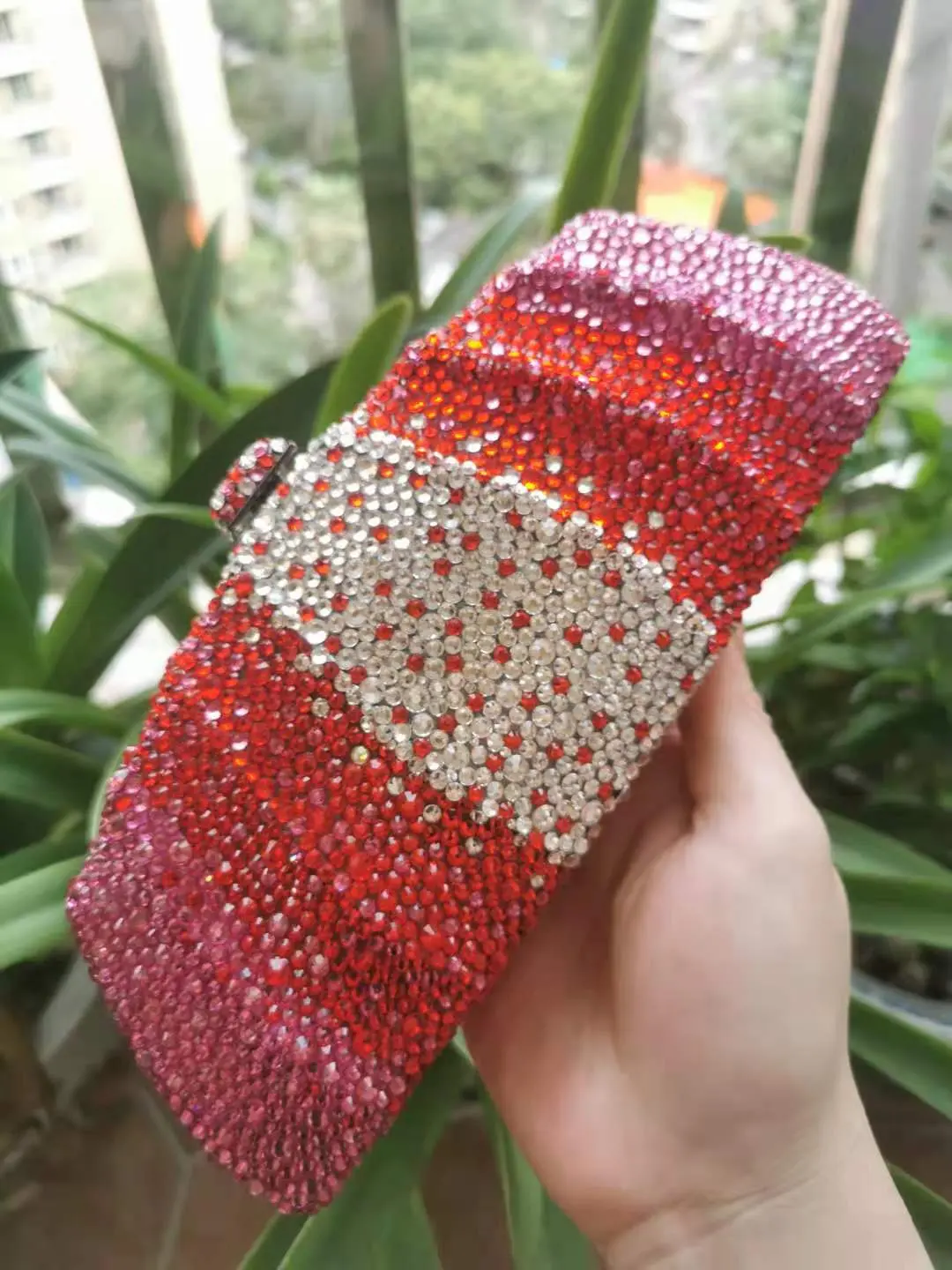 XIYUAN Lady Rhinestones Evening Clutch Bags Luxury Bling Crystal Clutch Purses Pink Handbags Wedding Purse Party Gems Purses