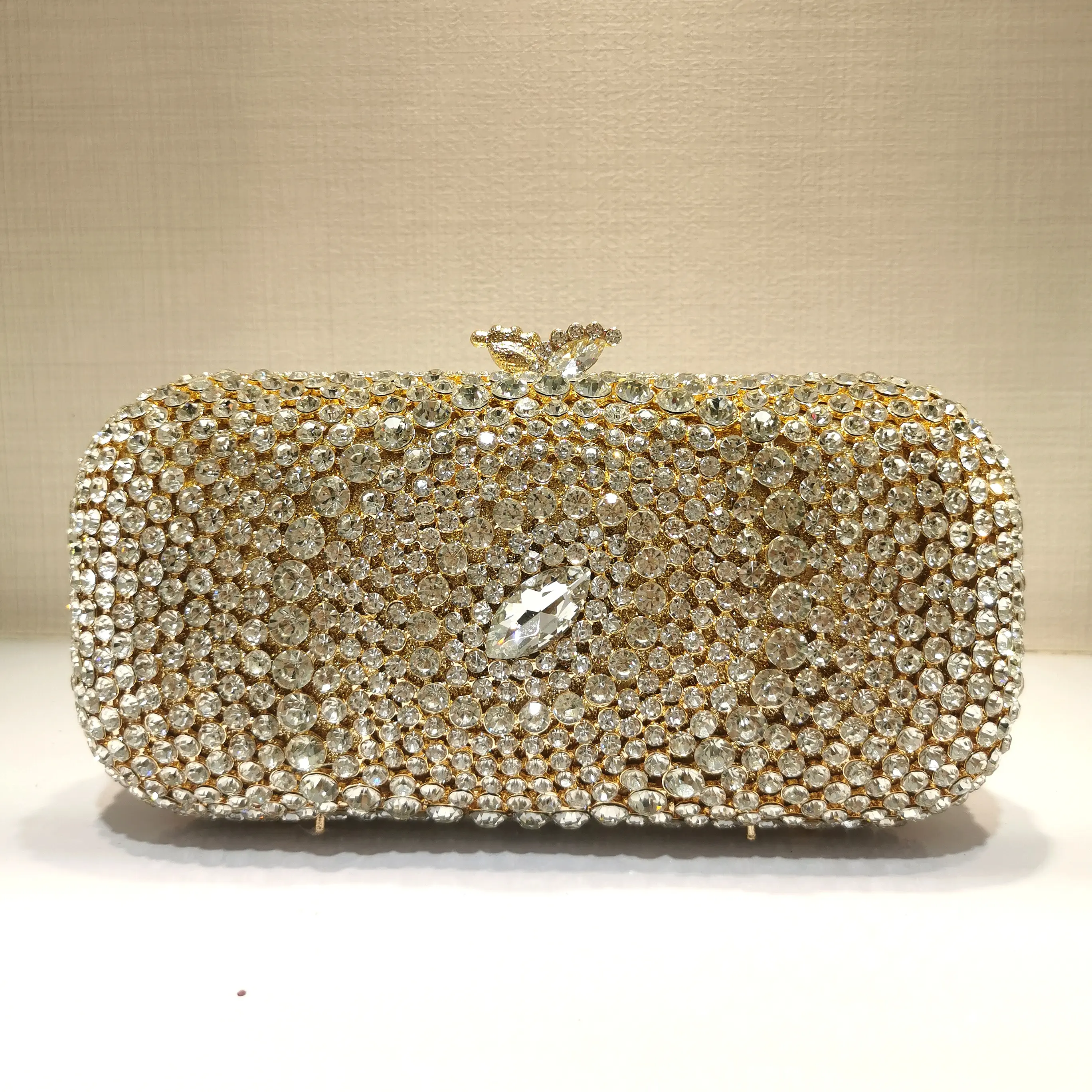 XIYUAN Lady Green/Red/Gold Diamond Minaudiere Clutch Crystal Evening Handbag Women Party Prom Bag Bridal Clutches Wedding Purse