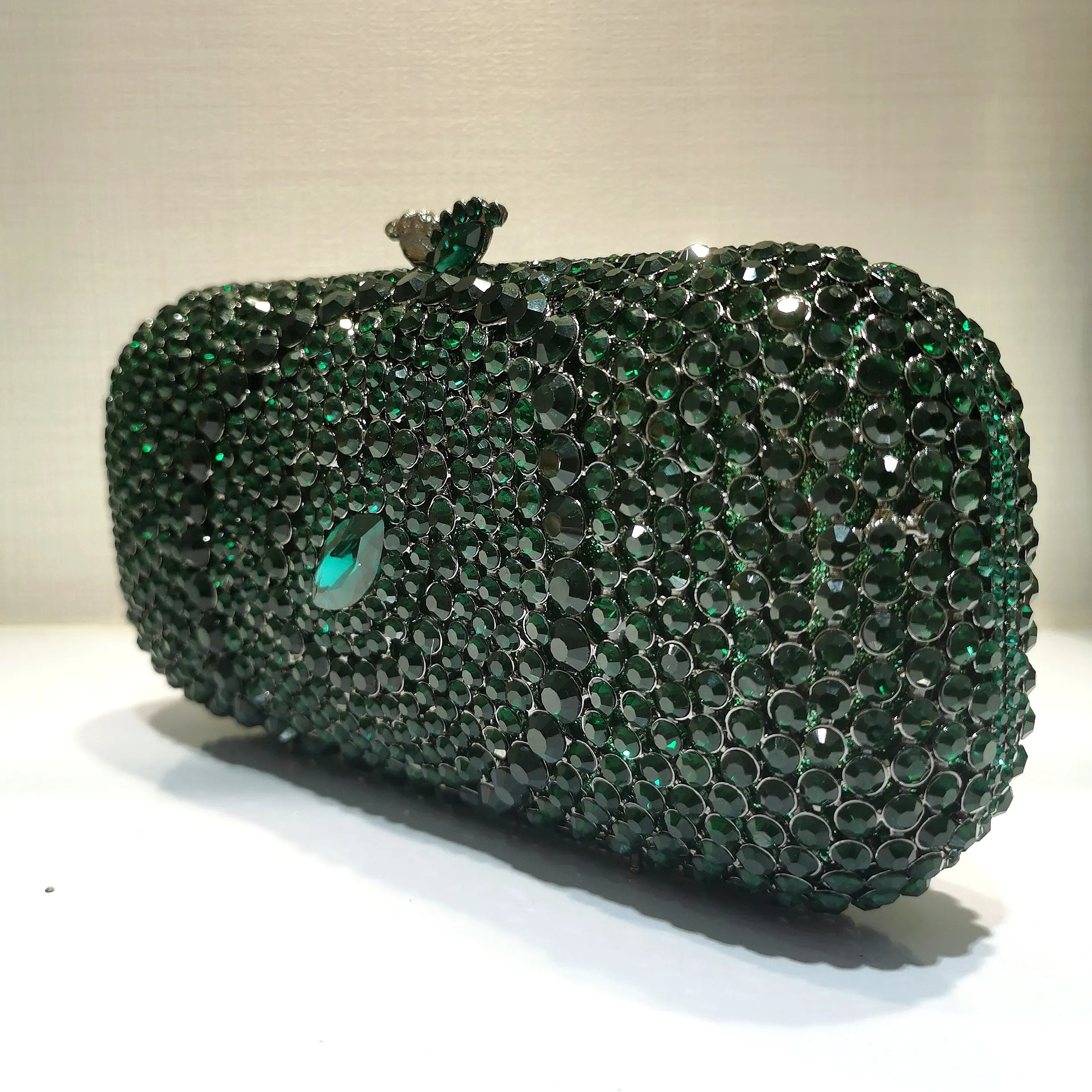 XIYUAN Lady Green/Red/Gold Diamond Minaudiere Clutch Crystal Evening Handbag Women Party Prom Bag Bridal Clutches Wedding Purse