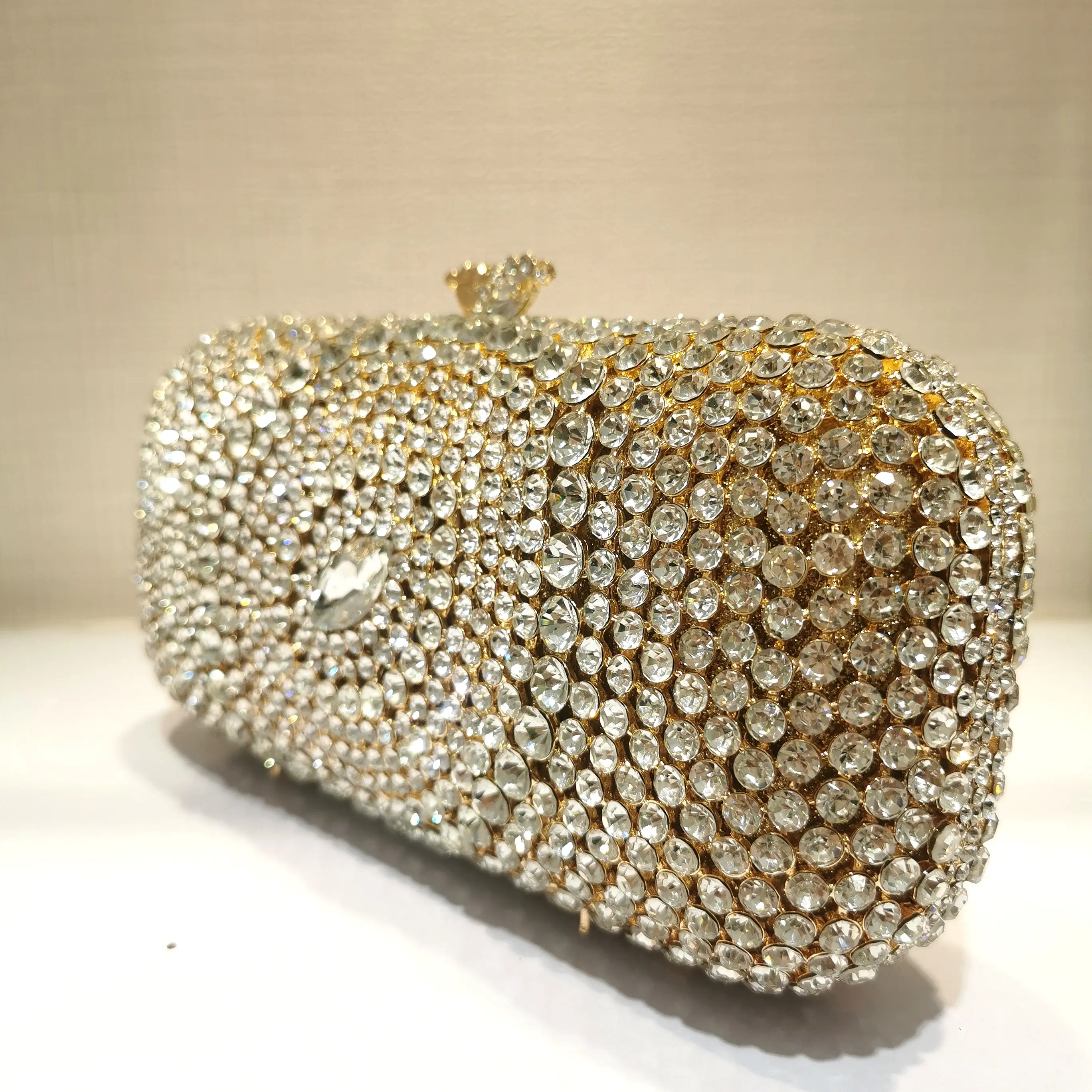 XIYUAN Lady Green/Red/Gold Diamond Minaudiere Clutch Crystal Evening Handbag Women Party Prom Bag Bridal Clutches Wedding Purse