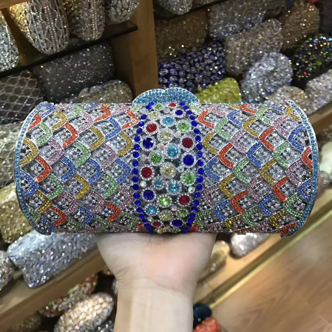 XIYUAN Women Stones Purple Clutch Purse Lady Evening Bags and Handbags Wedding Party Rhinestone Clutches Bags Minaudiere Bag