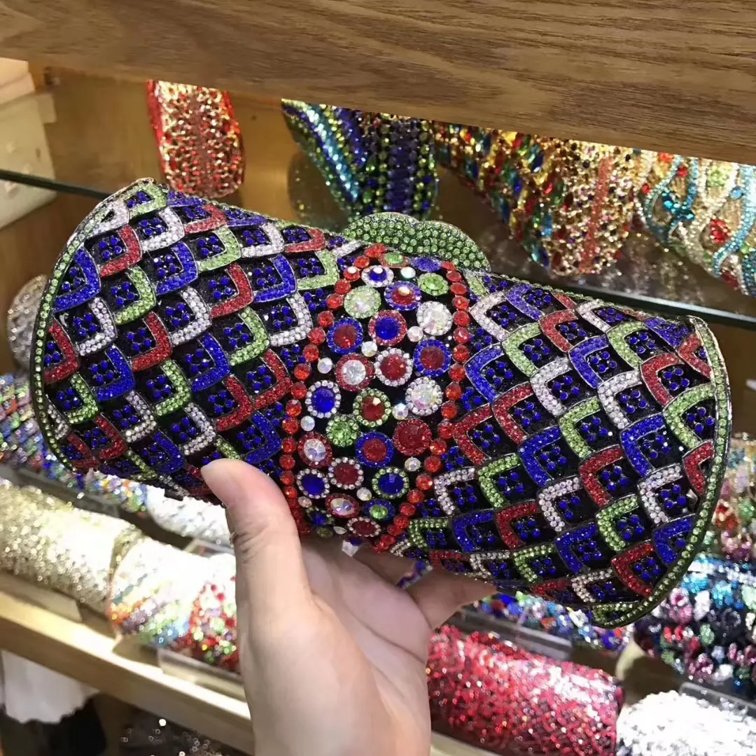 XIYUAN Women Stones Purple Clutch Purse Lady Evening Bags and Handbags Wedding Party Rhinestone Clutches Bags Minaudiere Bag