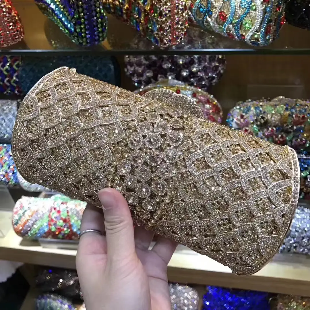 XIYUAN Women Stones Purple Clutch Purse Lady Evening Bags and Handbags Wedding Party Rhinestone Clutches Bags Minaudiere Bag