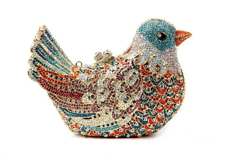 XIYUAN Bird Crystals Evening Clutch Bags Women Diamond Birds Metal Clutch Purses And Handbags Wedding Party Gems Clutch Purse