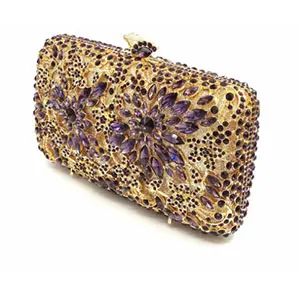 XIYUAN Crystal Women Stones Evening Bag Green Metal Clutch Wedding Bridal Diamond Minaudiere Mini Handbags Ladies Party Purses