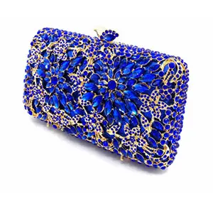 XIYUAN Crystal Women Stones Evening Bag Green Metal Clutch Wedding Bridal Diamond Minaudiere Mini Handbags Ladies Party Purses