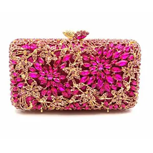 XIYUAN Crystal Women Stones Evening Bag Green Metal Clutch Wedding Bridal Diamond Minaudiere Mini Handbags Ladies Party Purses