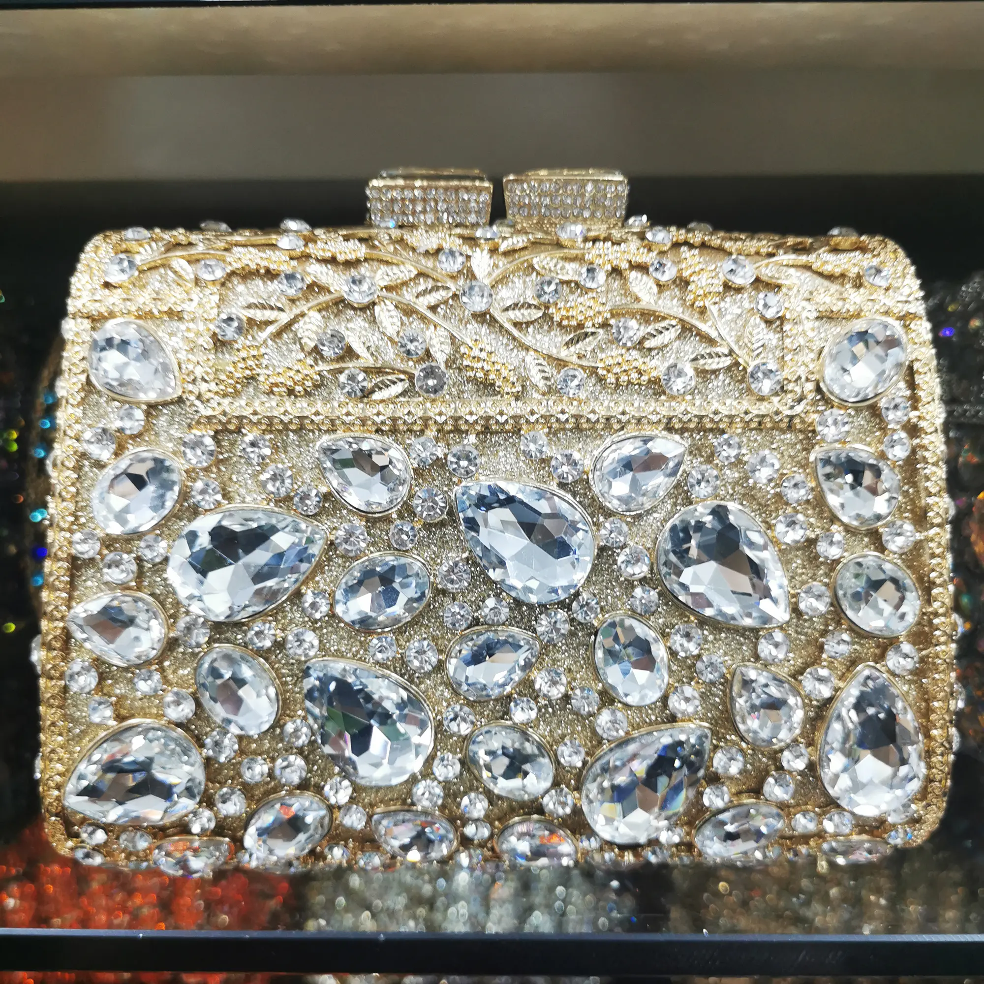 Women Hollow Out Crystal Clutch Purse Clutches Evening Bags For Wedding Party Cocktail Metal Minaudiere Diamond Handbag Purse